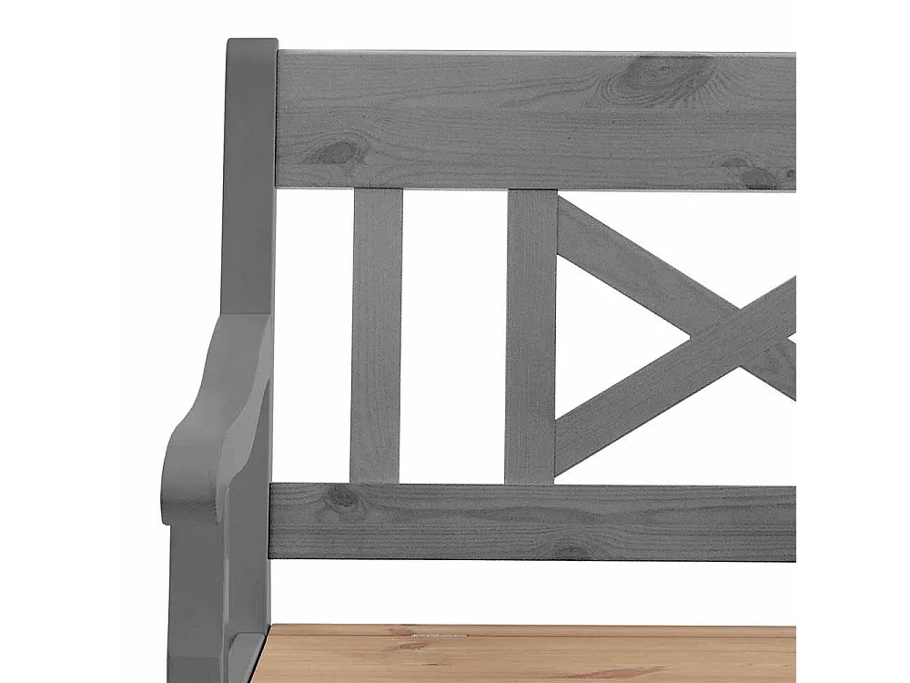 Holzbank in Grau Kiefer massiv Armlehnen