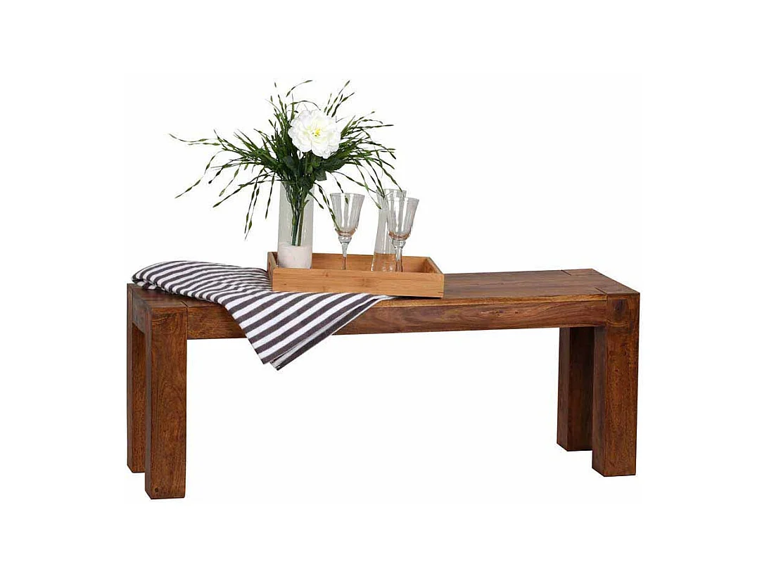 Essbank aus Sheesham Massivholz ohne Rückenlehne