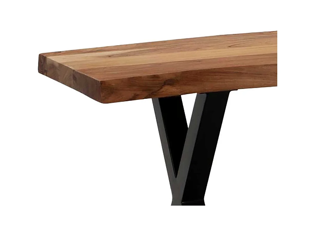 Holzbank Bank mit X Fußgestell aus Metall 46 cm Sitzhöhe