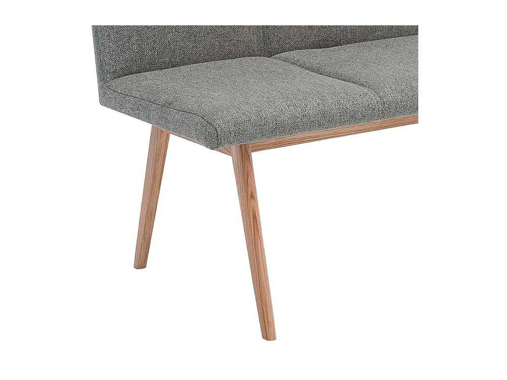 Esszimmerbank in Grau Webstoff 4-Fuß Gestell aus Eiche Massivholz