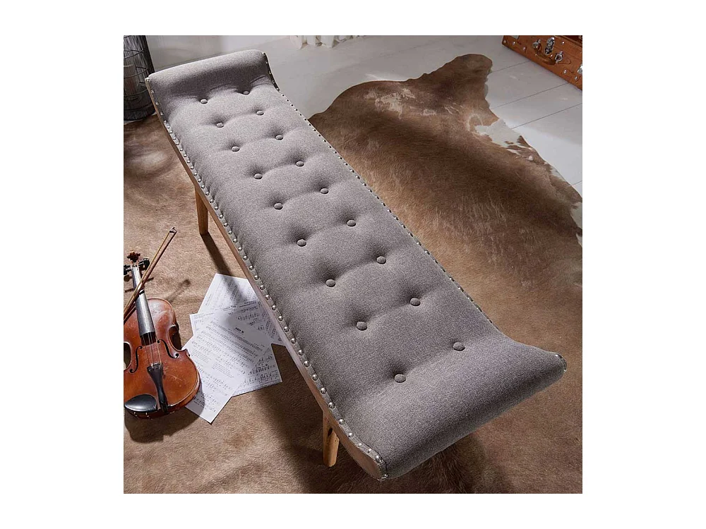 Ankleidebank aus Mangobaum Massivholz und Stoff Landhausstil