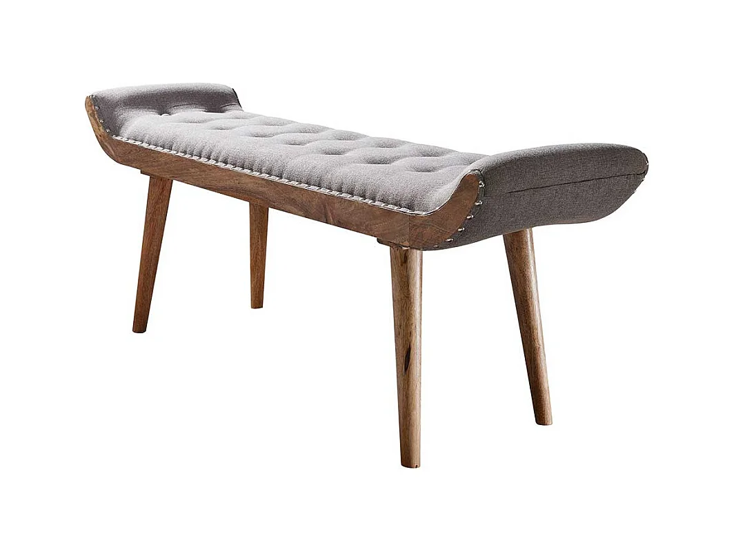 Ankleidebank aus Mangobaum Massivholz und Stoff Landhausstil