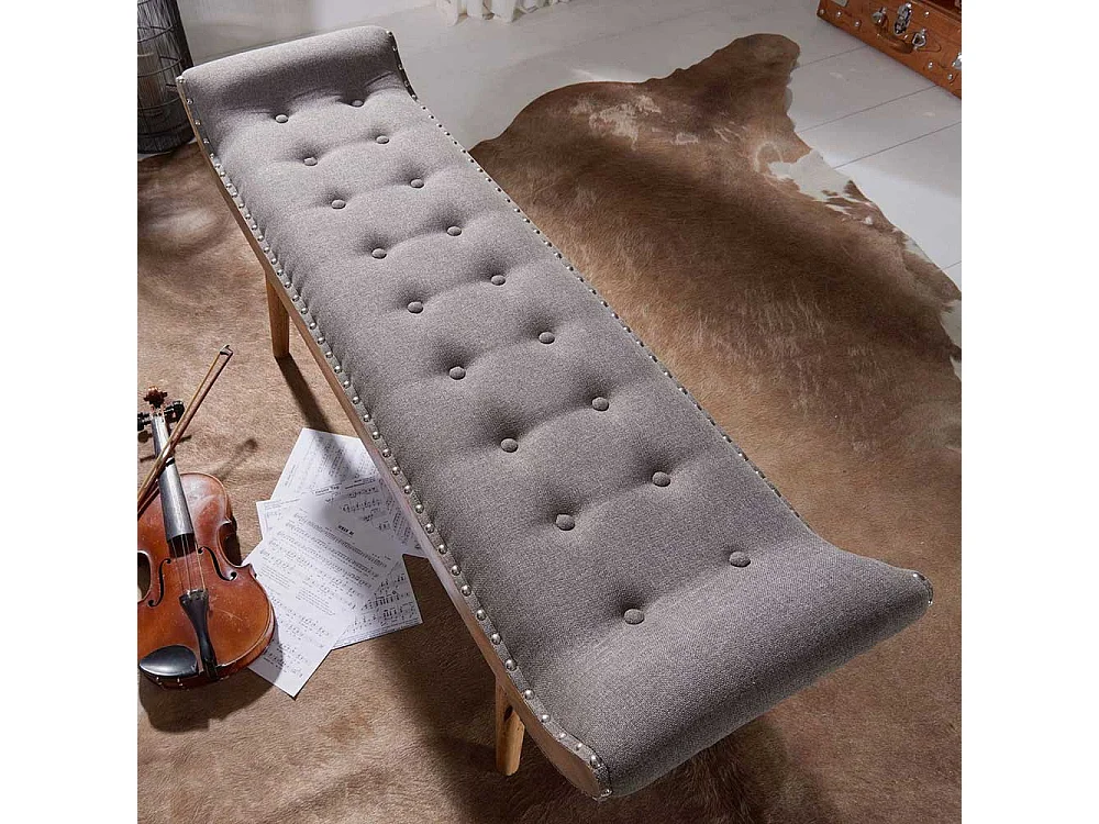 Ankleidebank aus Mangobaum Massivholz und Stoff Landhausstil