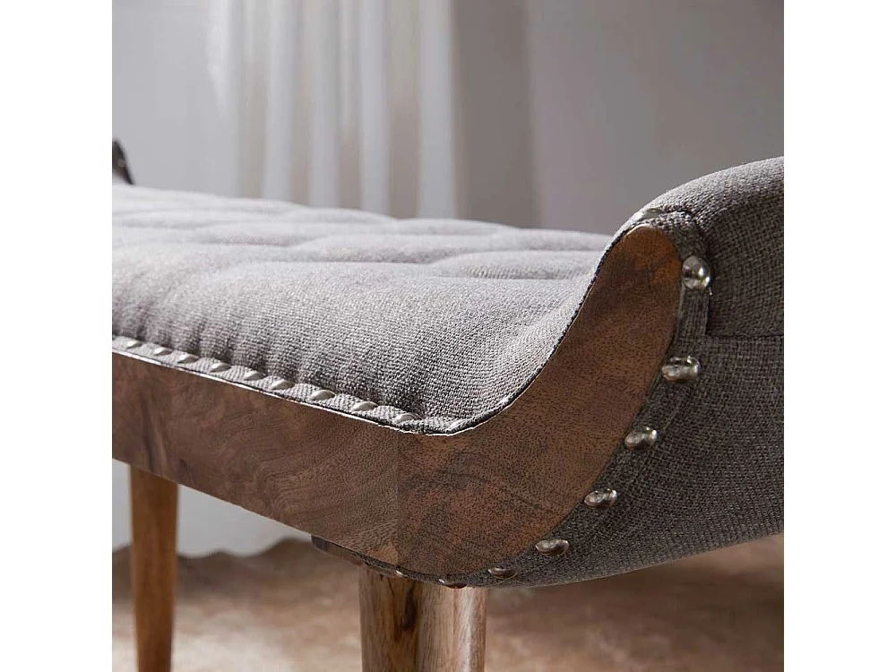 Ankleidebank aus Mangobaum Massivholz und Stoff Landhausstil