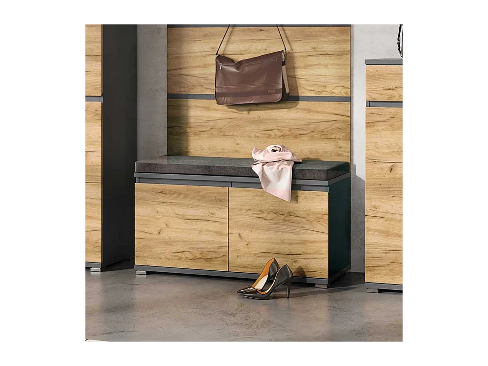 Garderobensitzbank in Wildeichefarben und Anthrazit Made in Germany