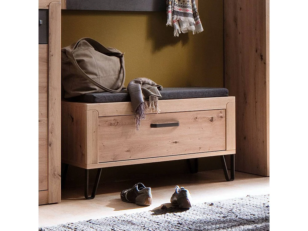 Sitzbank Dielenbank in Wildeichefarben 38 cm tief