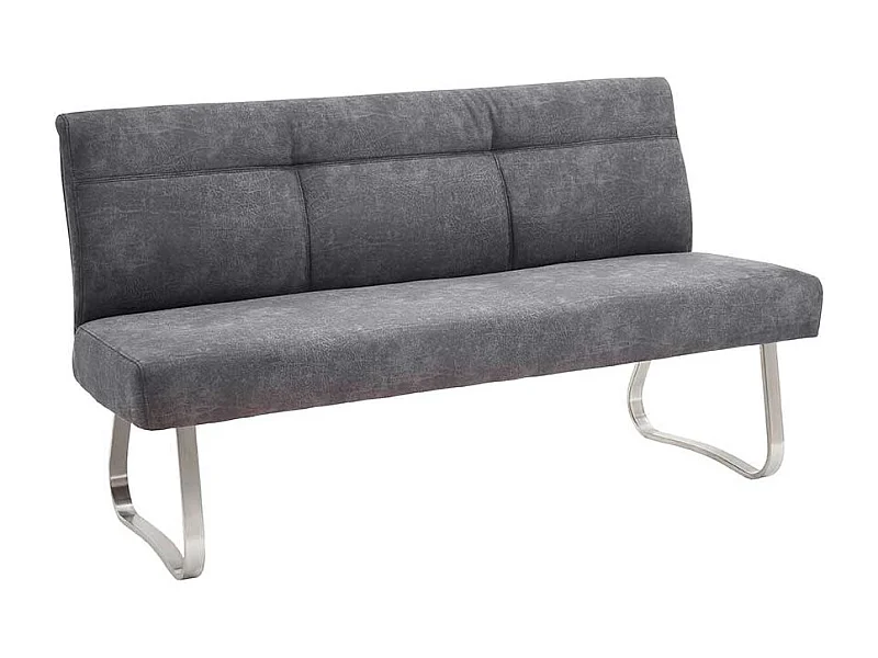 Esszimmer Sitzbank in Anthrazit Microfaser Bügelgestell aus Edelstahl