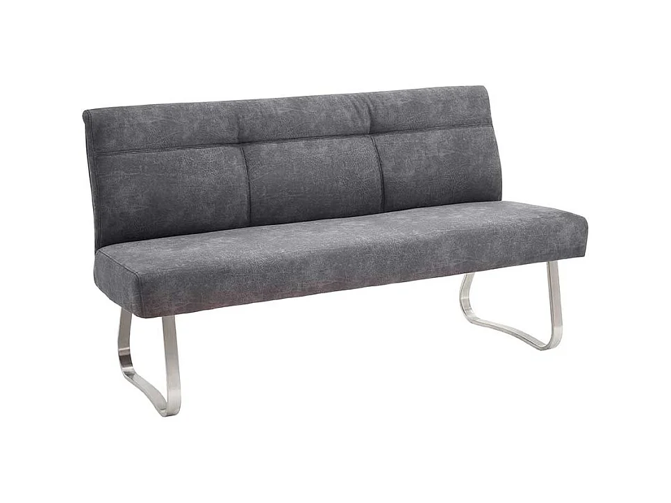 Esszimmer Sitzbank in Anthrazit Microfaser Bügelgestell aus Edelstahl