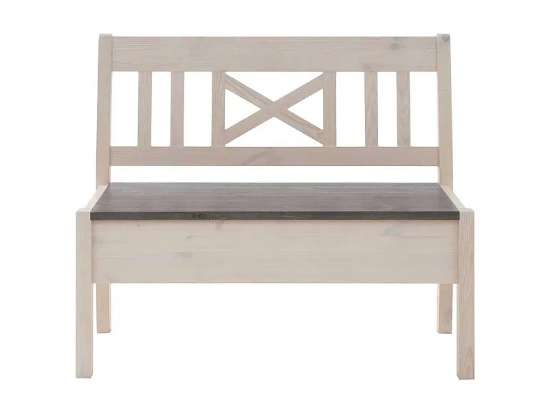 Sitzbank in Weiß Grau mit Stauraum