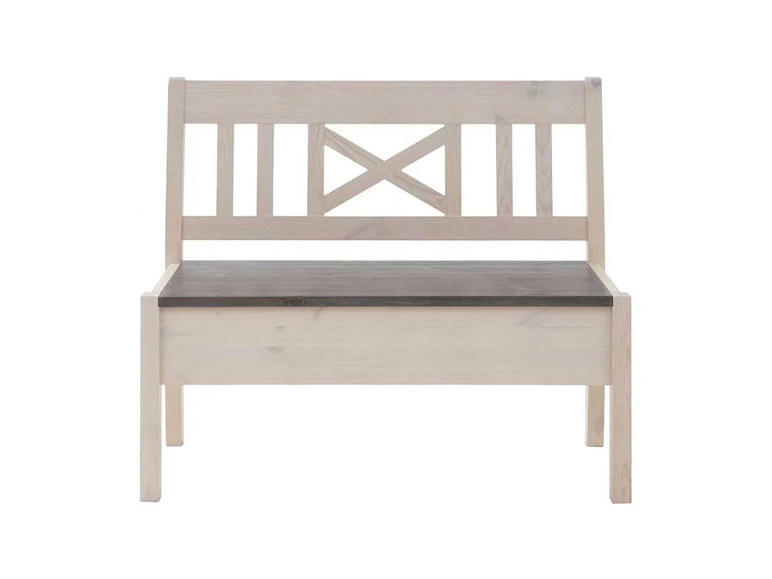 Sitzbank in Weiß Grau mit Stauraum