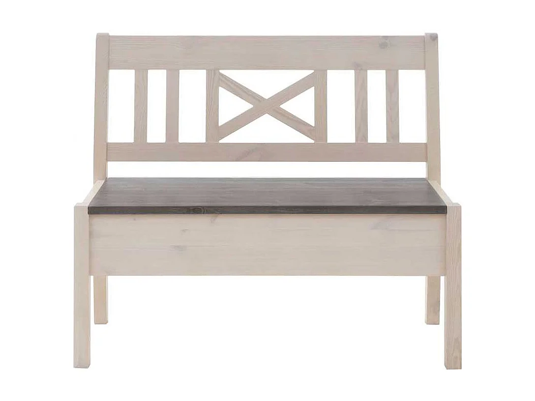 Sitzbank in Weiß Grau mit Stauraum