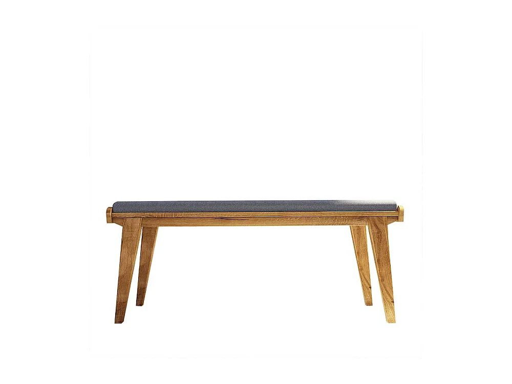 Esszimmer Sitzbank aus Wildeiche Massivholz Hellgrau Webstoff