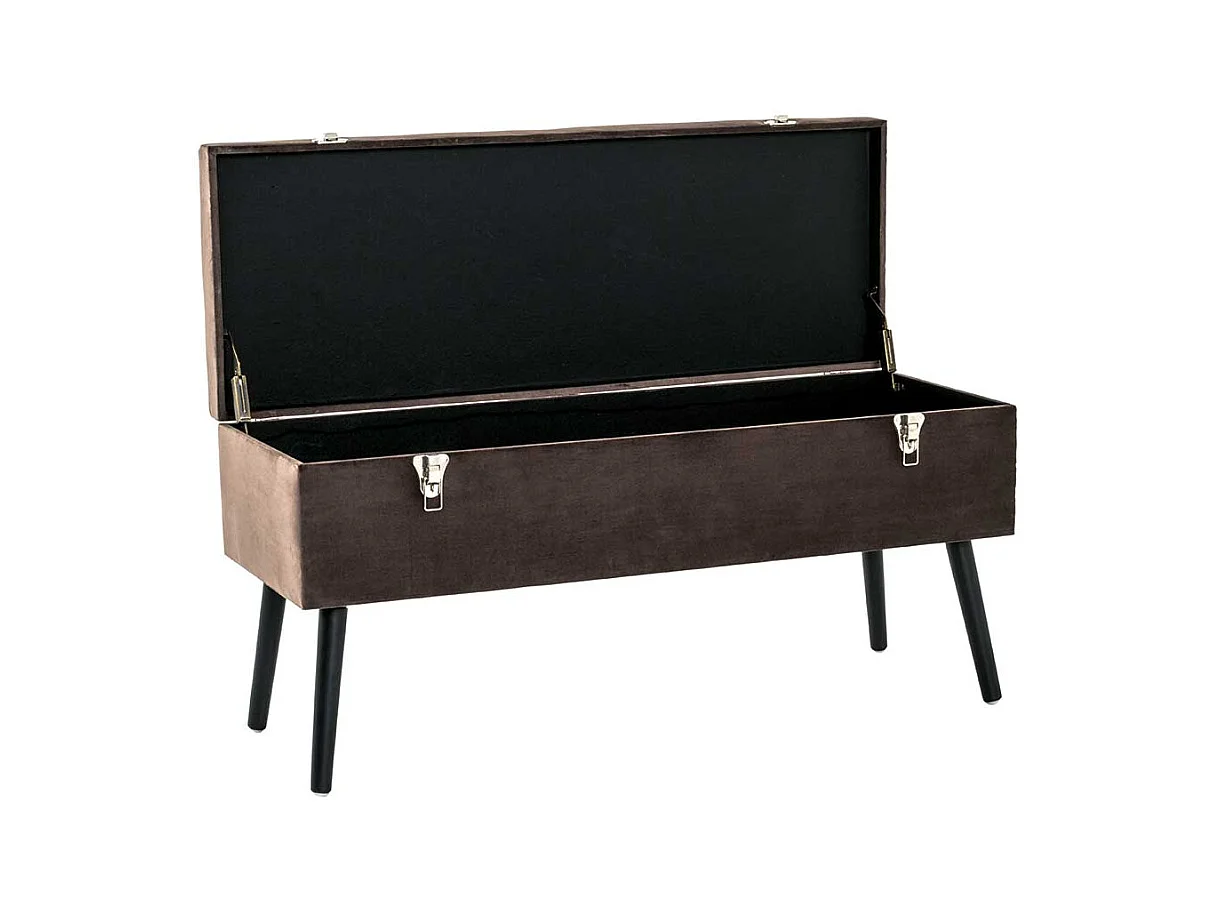 Sitztruhe mit Samtbezug in Taupe klappbarem Deckel