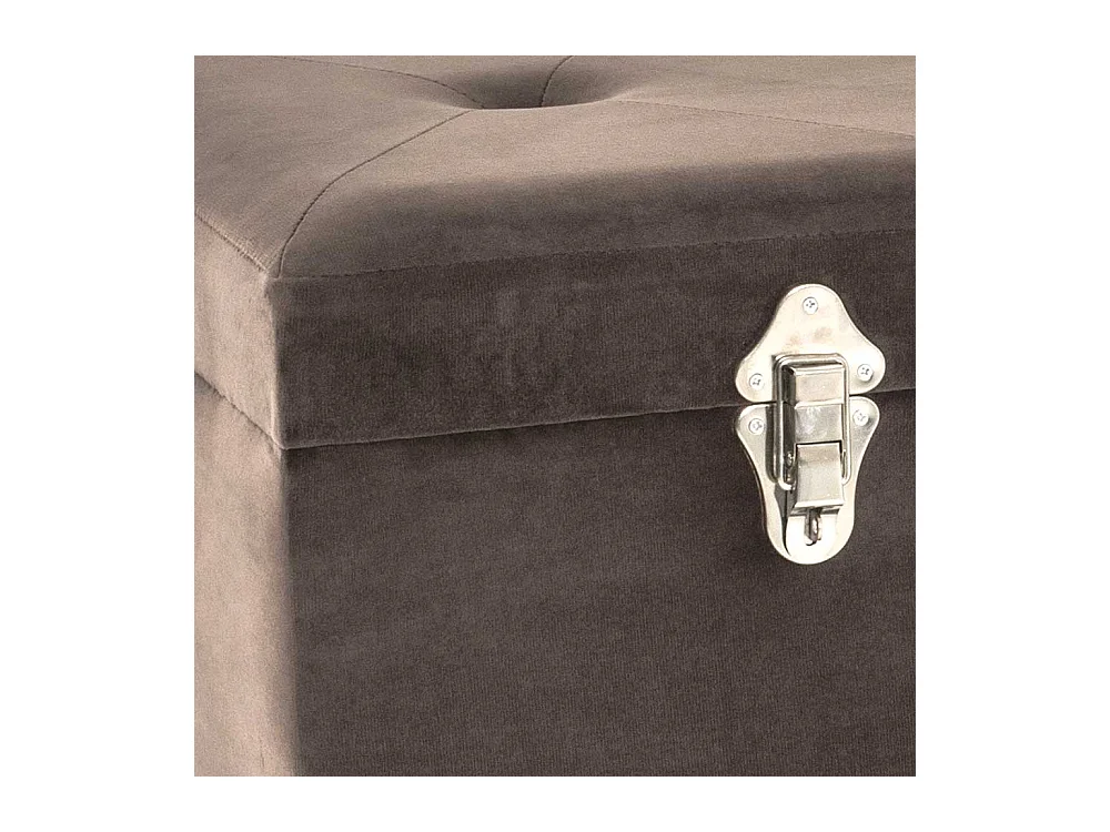 Sitztruhe mit Samtbezug in Taupe klappbarem Deckel