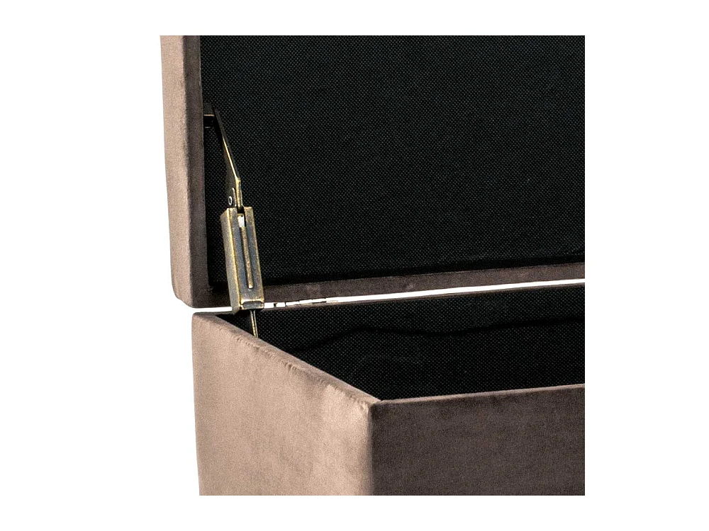 Sitztruhe mit Samtbezug in Taupe klappbarem Deckel