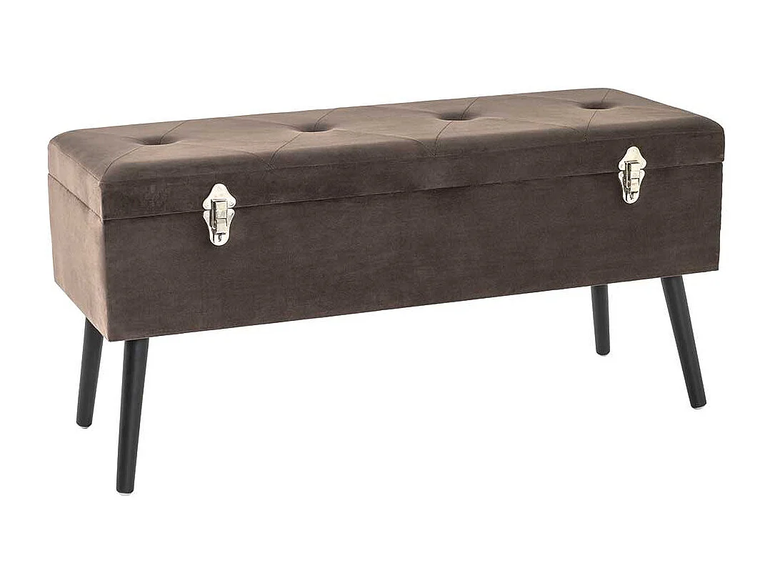 Sitztruhe mit Samtbezug in Taupe klappbarem Deckel