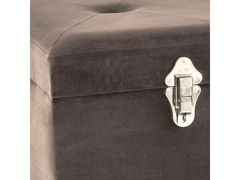 Sitztruhe mit Samtbezug in Taupe klappbarem Deckel