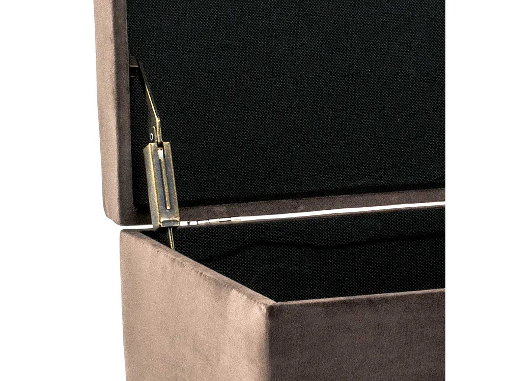 Sitztruhe mit Samtbezug in Taupe klappbarem Deckel