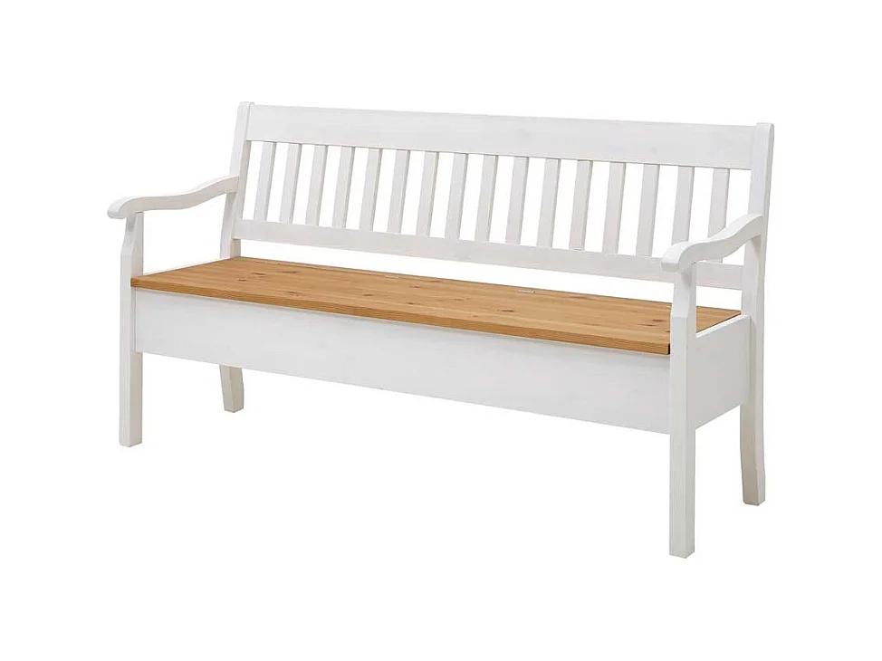 Landhaus Esszimmerbank in Weiß Stauraum