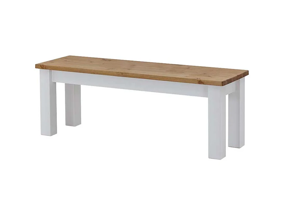 Massivholzbank in Weiß Kiefer ohne Lehne