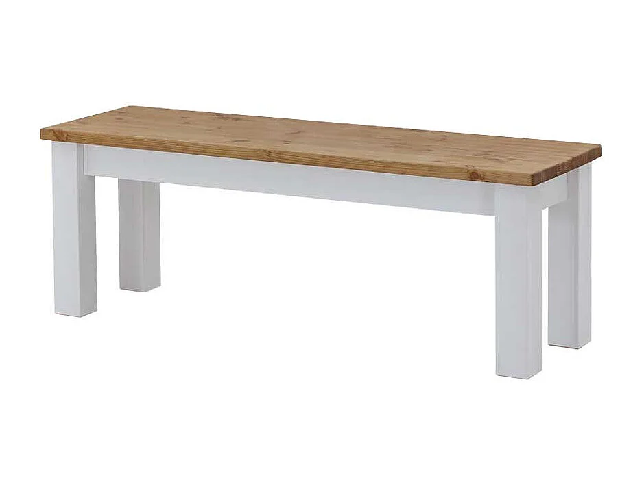 Massivholzbank in Weiß Kiefer ohne Lehne