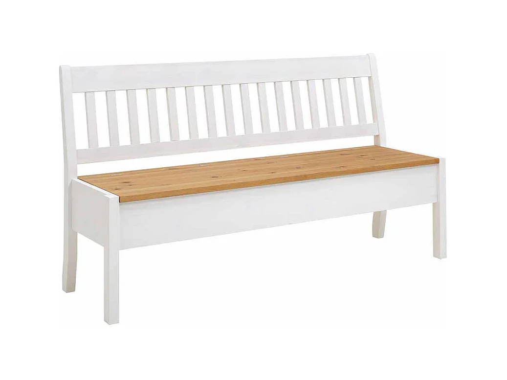 Landhaus Sitzbank mit Truhe Kiefer Weiß
