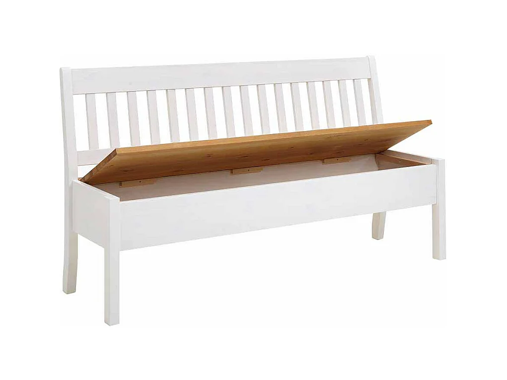 Landhaus Sitzbank mit Truhe Kiefer Weiß