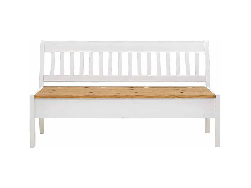 Landhaus Sitzbank mit Truhe Kiefer Weiß