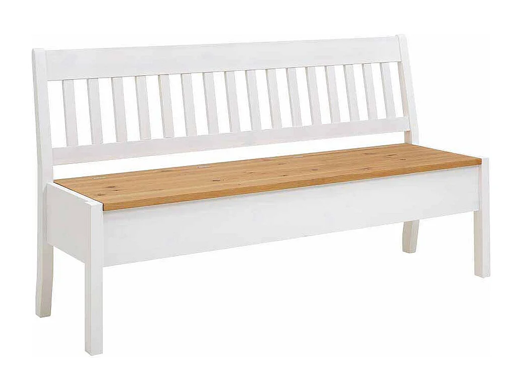 Landhaus Sitzbank mit Truhe Kiefer Weiß