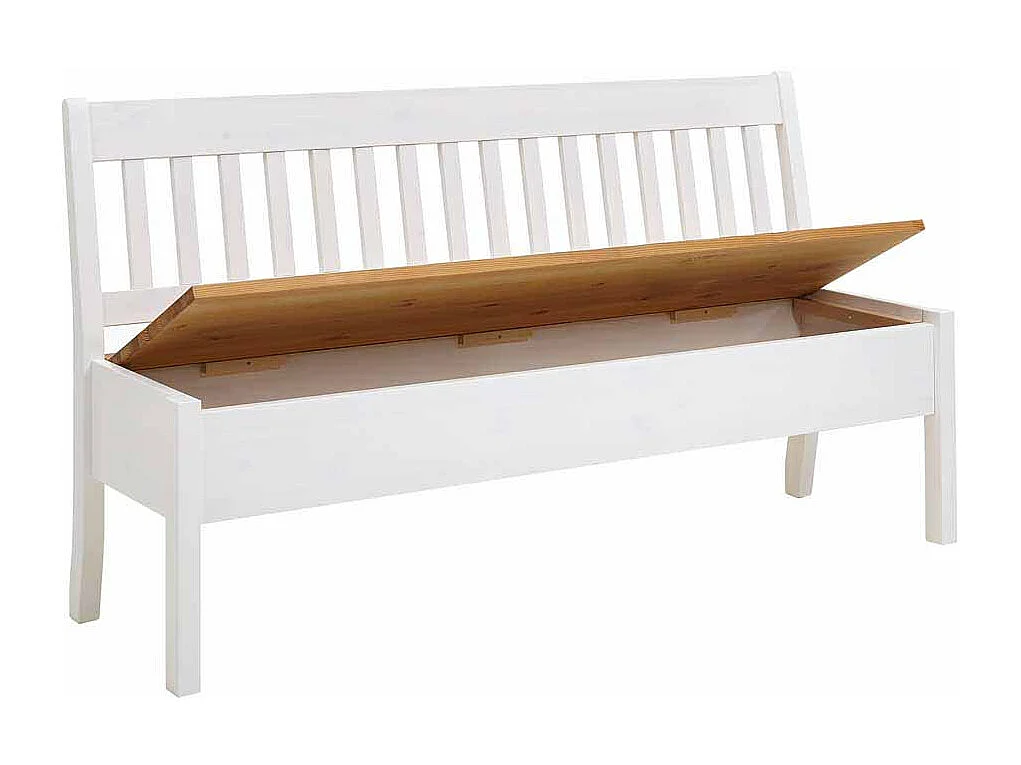 Landhaus Sitzbank mit Truhe Kiefer Weiß