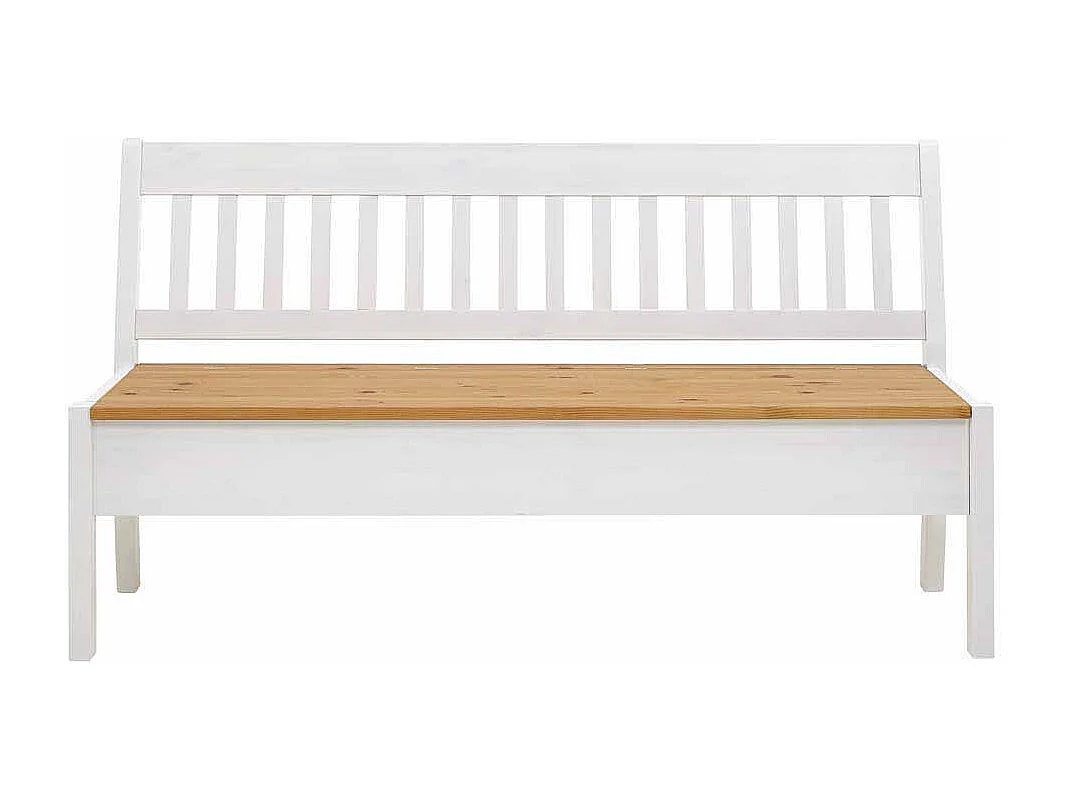Landhaus Sitzbank mit Truhe Kiefer Weiß