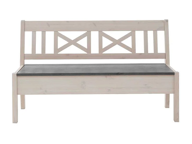 Truhenbank in Weiß Grau Kiefer massiv