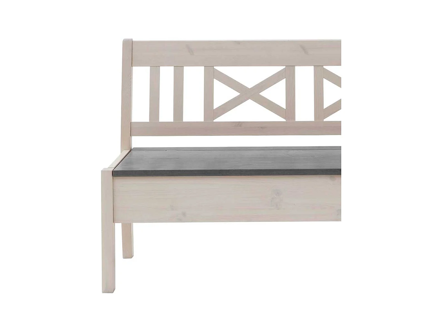 Truhenbank in Weiß Grau Kiefer massiv