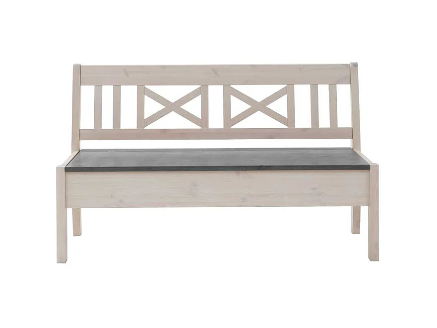 Truhenbank in Weiß Grau Kiefer massiv