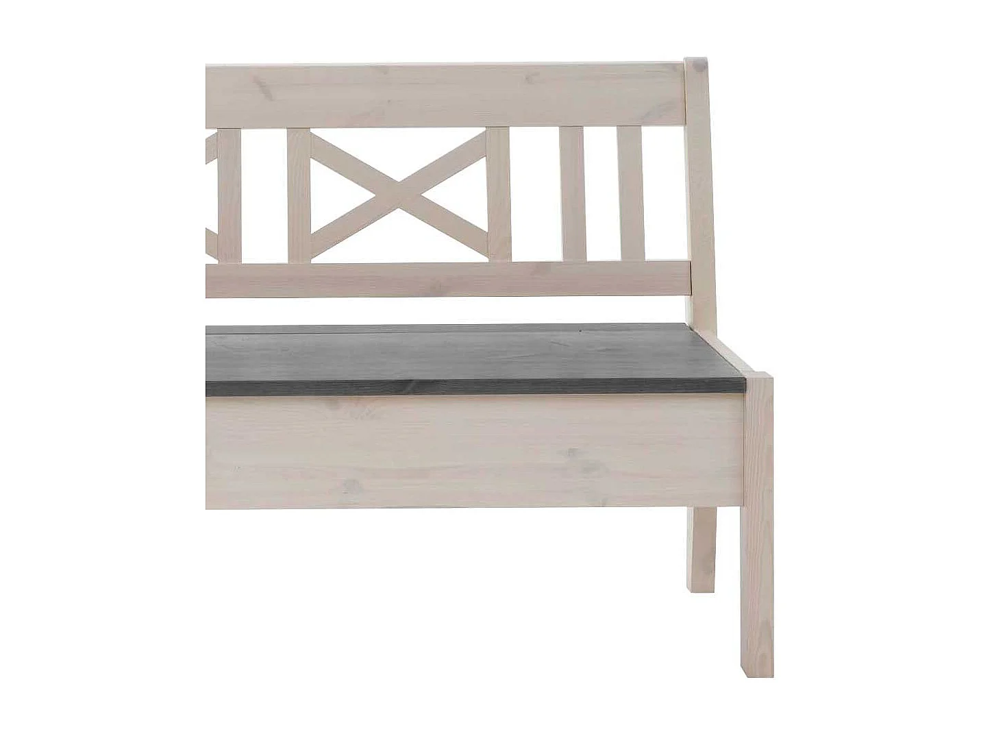 Truhenbank in Weiß Grau Kiefer massiv