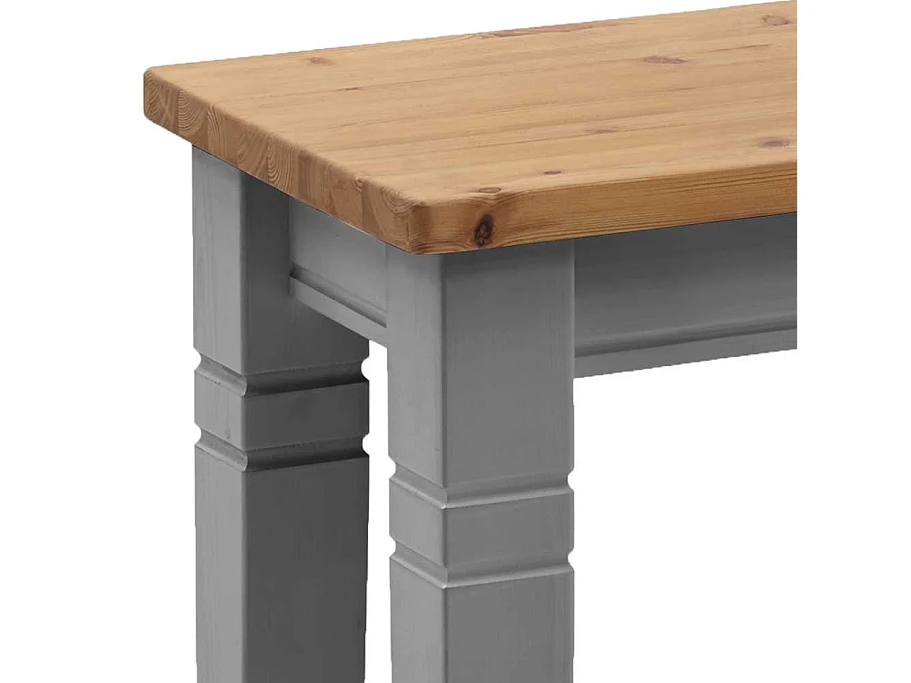 Massivholz Bank ohne Lehne in Grau und Kiefer Laugenfarben Landhausstil