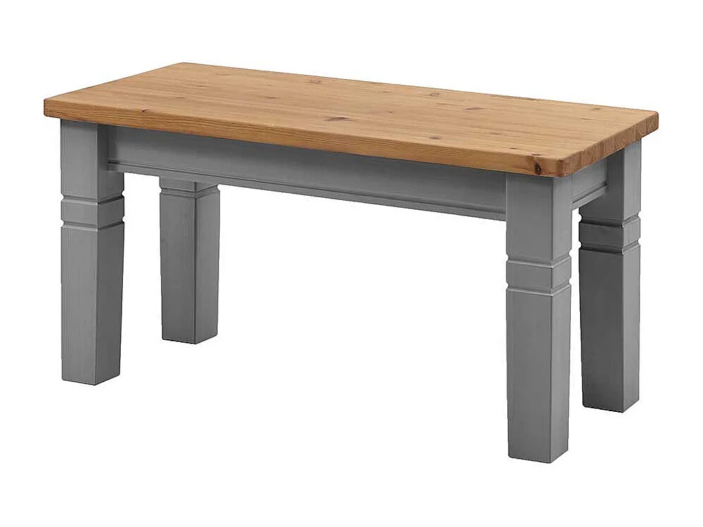 Massivholz Bank ohne Lehne in Grau und Kiefer Laugenfarben Landhausstil