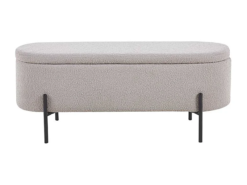 Bettbank mit Truhe Boucle in Taupe Vierfußgestell aus Metall