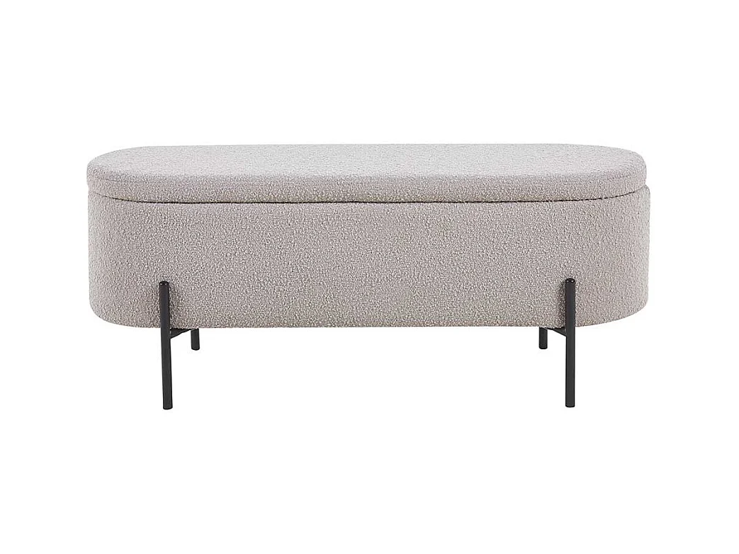 Bettbank mit Truhe Boucle in Taupe Vierfußgestell aus Metall