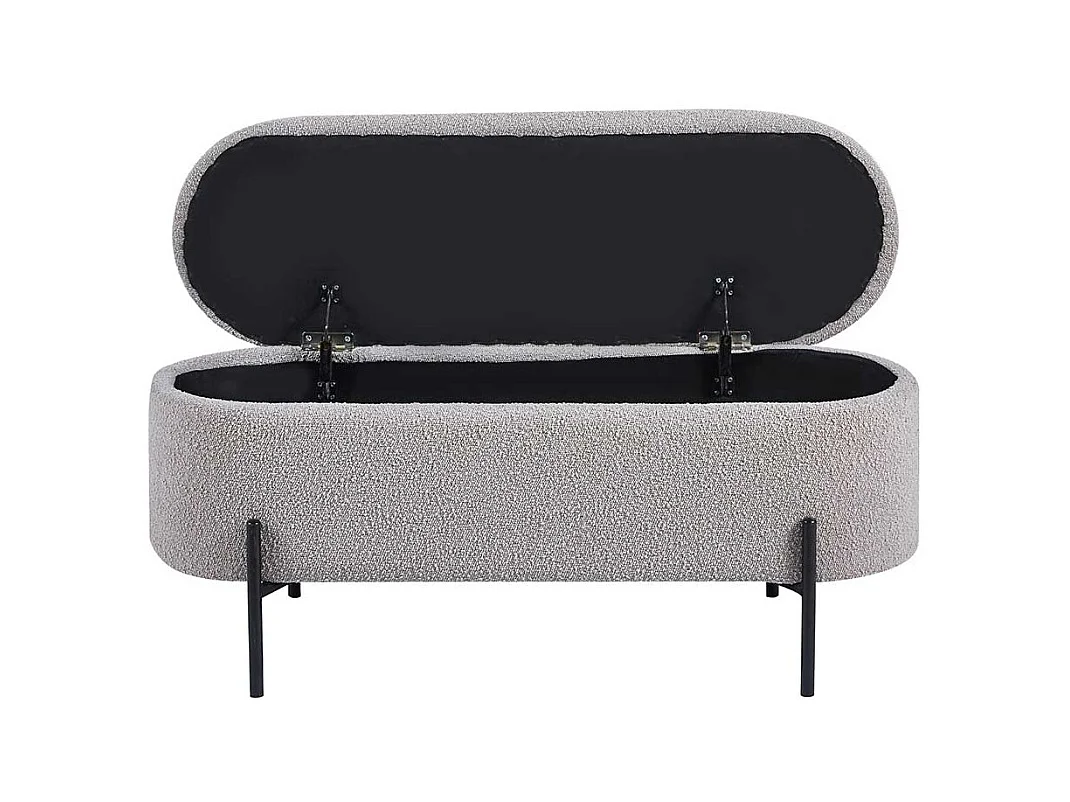 Bettbank mit Truhe Boucle in Taupe Vierfußgestell aus Metall