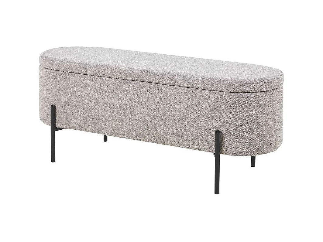 Bettbank mit Truhe Boucle in Taupe Vierfußgestell aus Metall