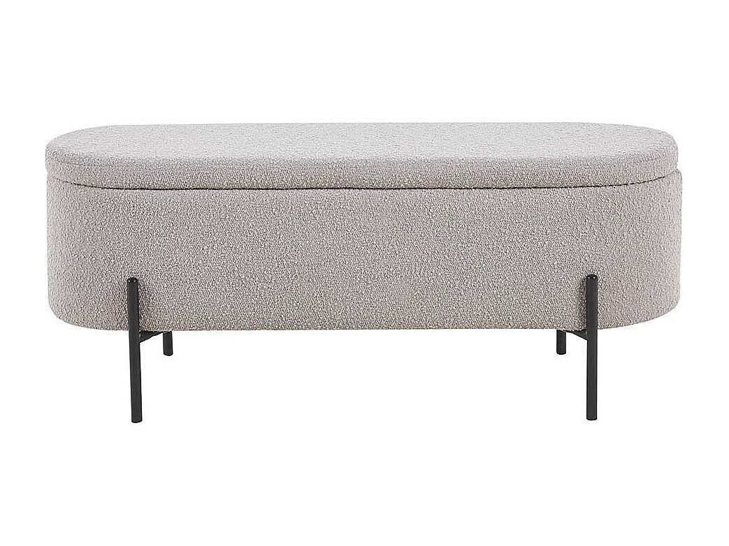 Bettbank mit Truhe Boucle in Taupe Vierfußgestell aus Metall