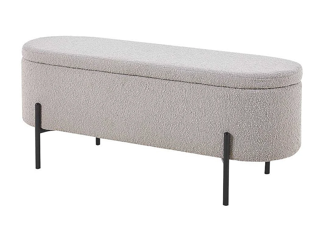 Bettbank mit Truhe Boucle in Taupe Vierfußgestell aus Metall