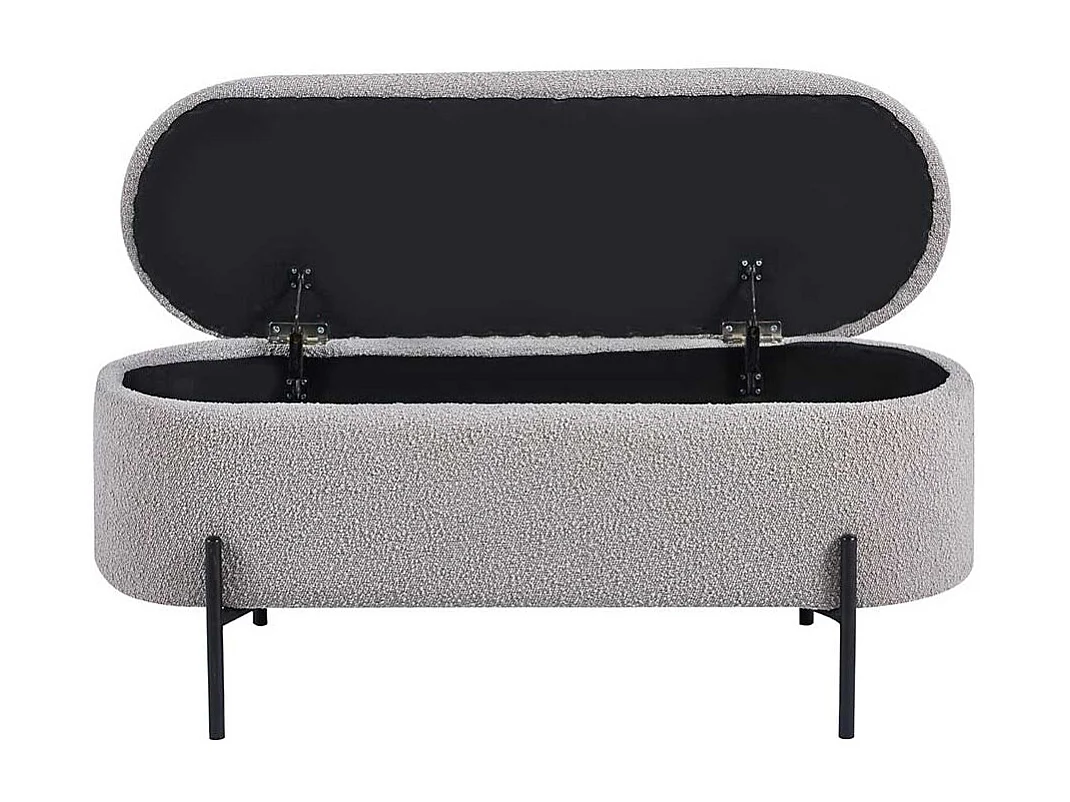 Bettbank mit Truhe Boucle in Taupe Vierfußgestell aus Metall