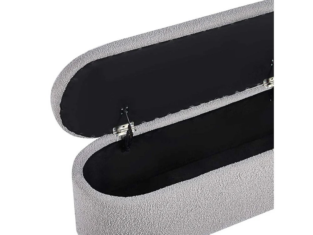 Bettbank mit Truhe Boucle in Taupe Vierfußgestell aus Metall