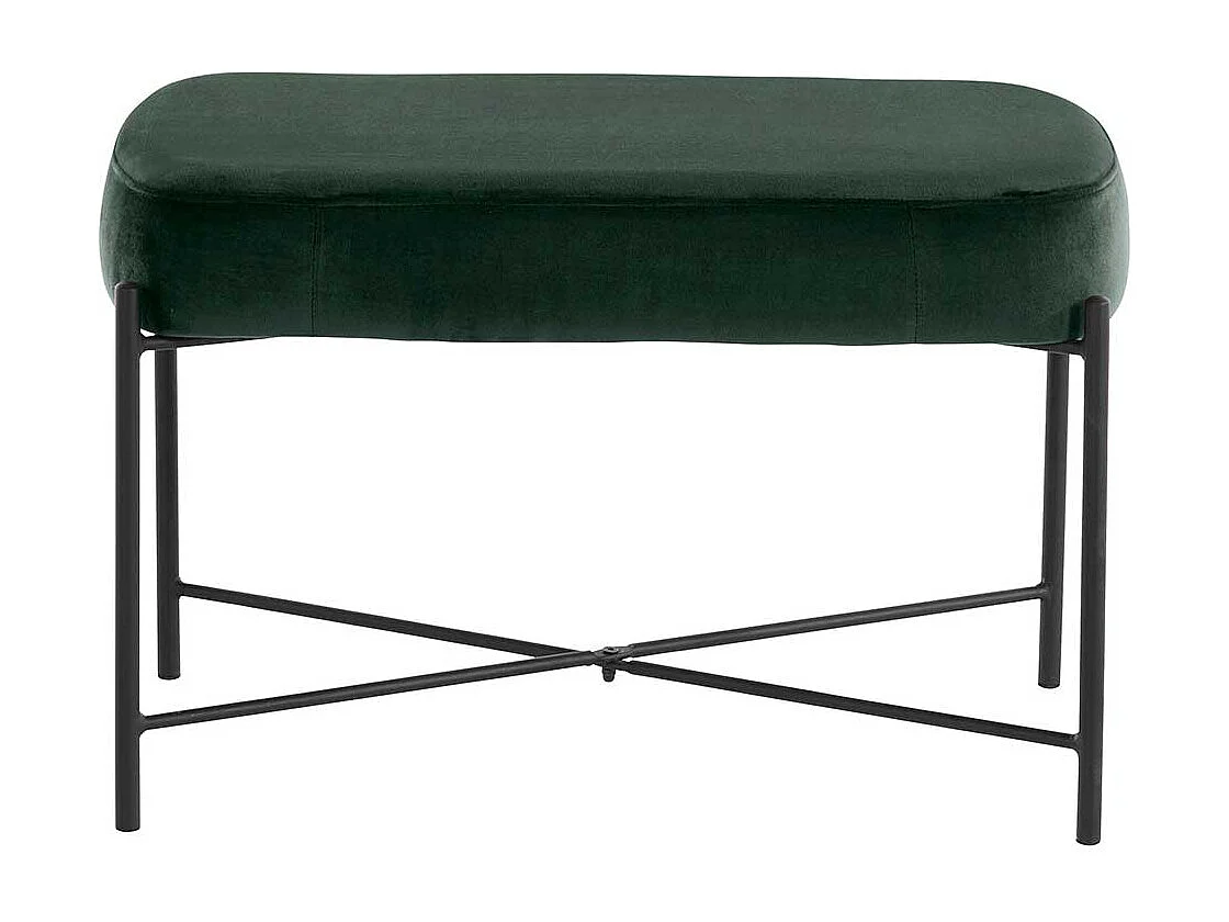 Bank mit Samt Bezug Dunkelgrün und Vierfußgestell aus Metall 67 cm breit