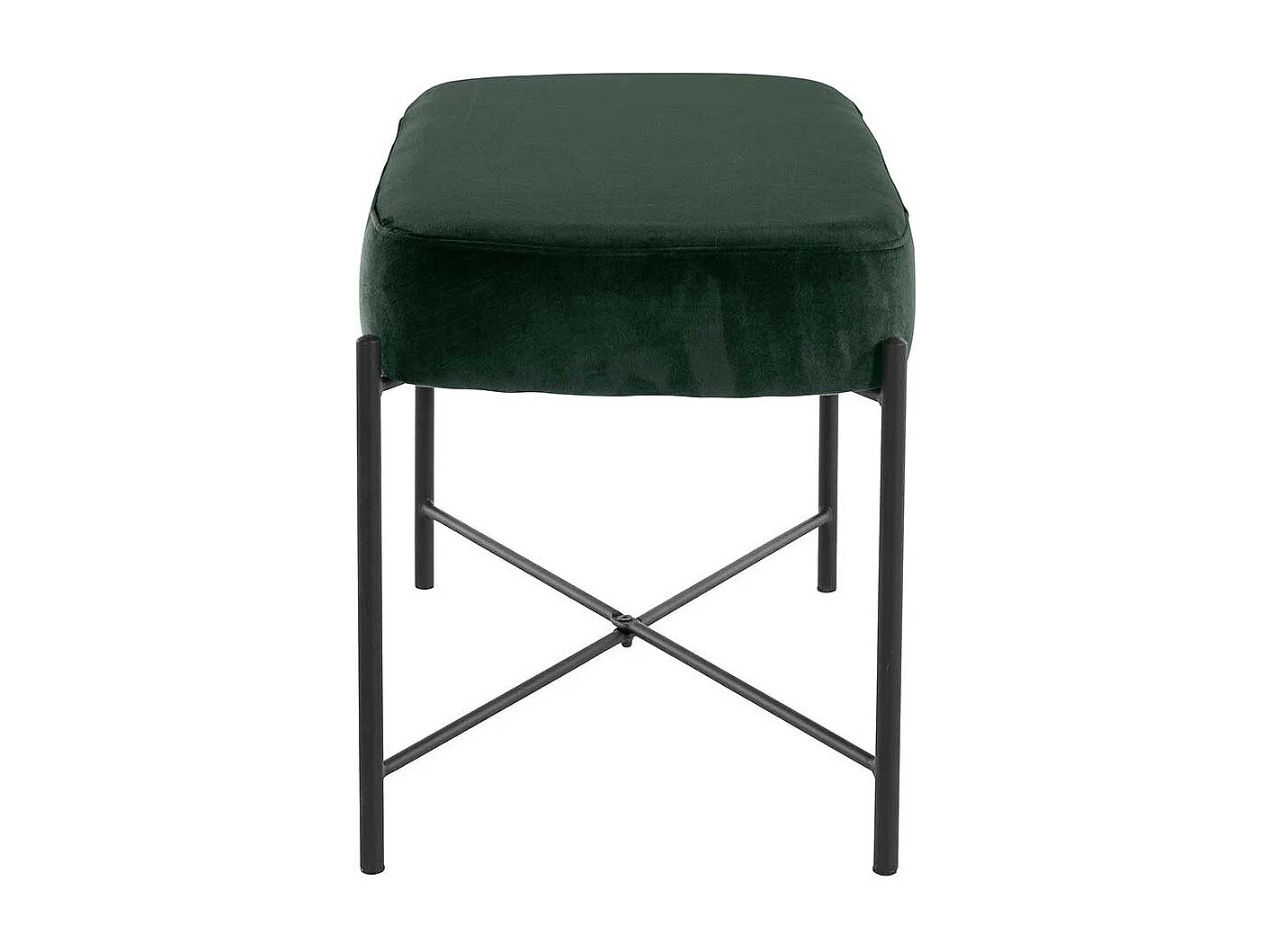 Bank mit Samt Bezug Dunkelgrün und Vierfußgestell aus Metall 67 cm breit