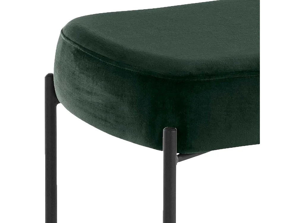 Bank mit Samt Bezug Dunkelgrün und Vierfußgestell aus Metall 67 cm breit