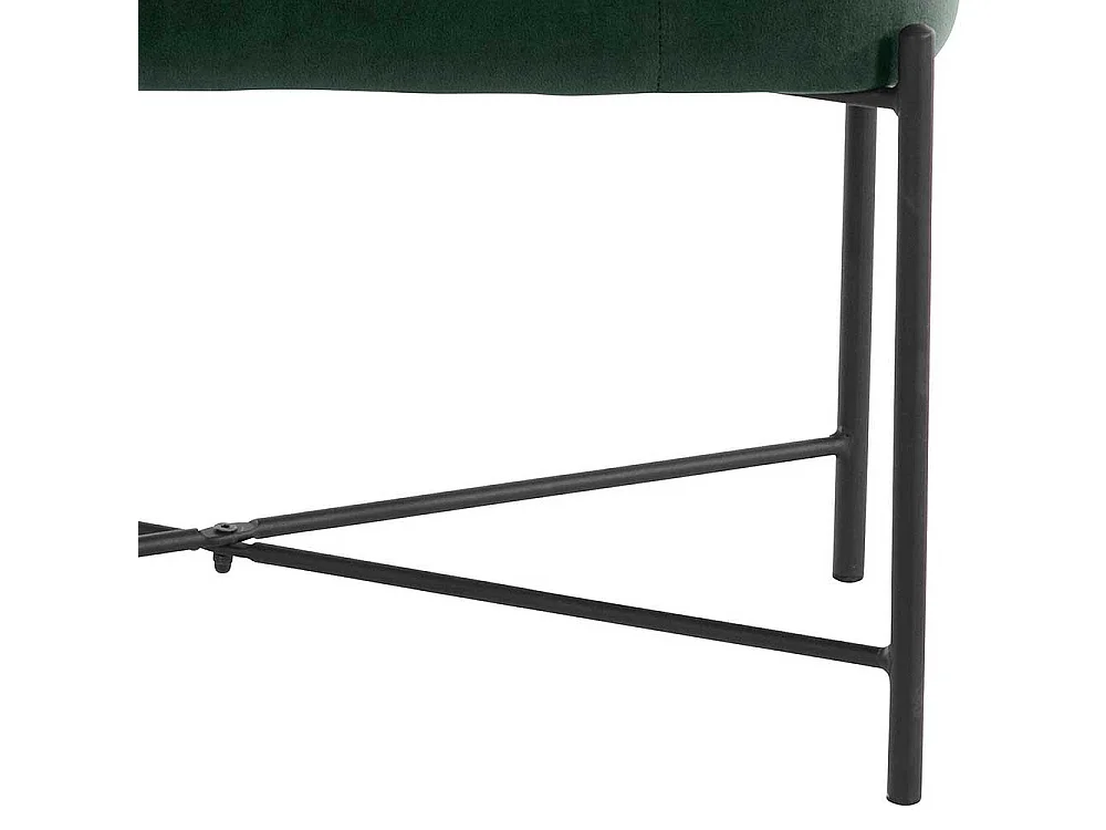 Bank mit Samt Bezug Dunkelgrün und Vierfußgestell aus Metall 67 cm breit