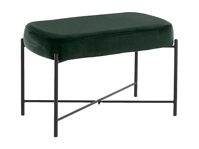 Bank mit Samt Bezug Dunkelgrün und Vierfußgestell aus Metall 67 cm breit
